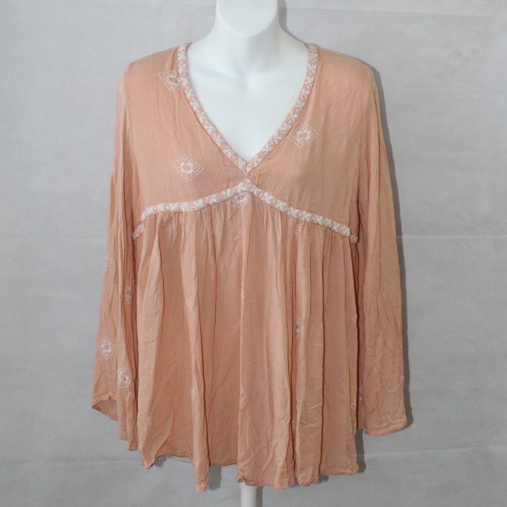 RD & Koko Anthropologie Women’s Boho Top with Embroidery Pink Size Medium - Picture 1 of 9